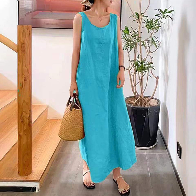 Sling Cotton Linen Sleeveless Dress