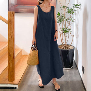 Sling Cotton Linen Sleeveless Dress