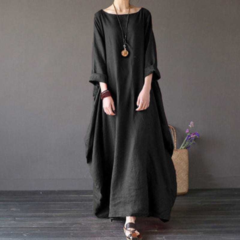 Plus Size Cotton Linen Loose Dress