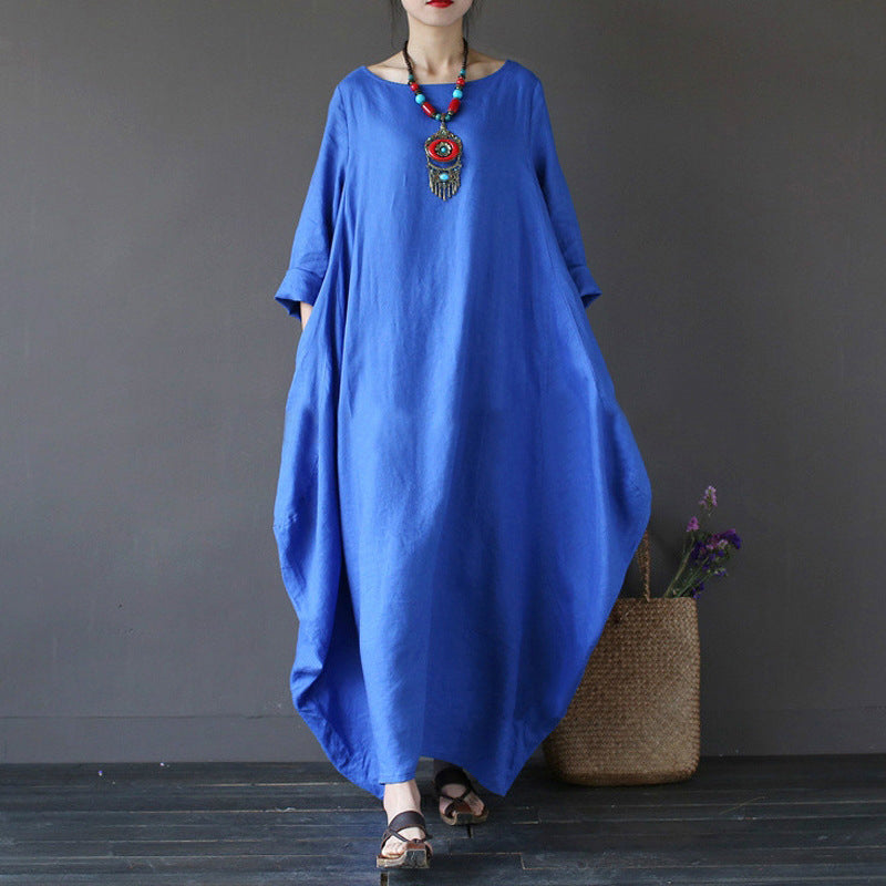 Plus Size Cotton Linen Loose Dress