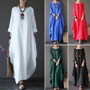 Plus Size Cotton Linen Loose Dress