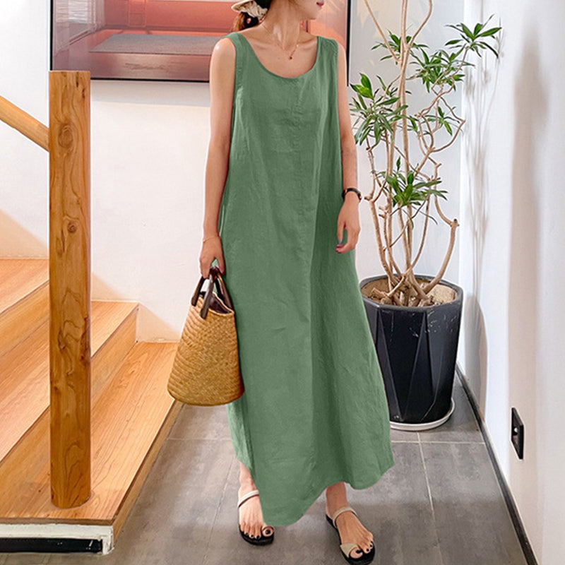 Sling Cotton Linen Sleeveless Dress