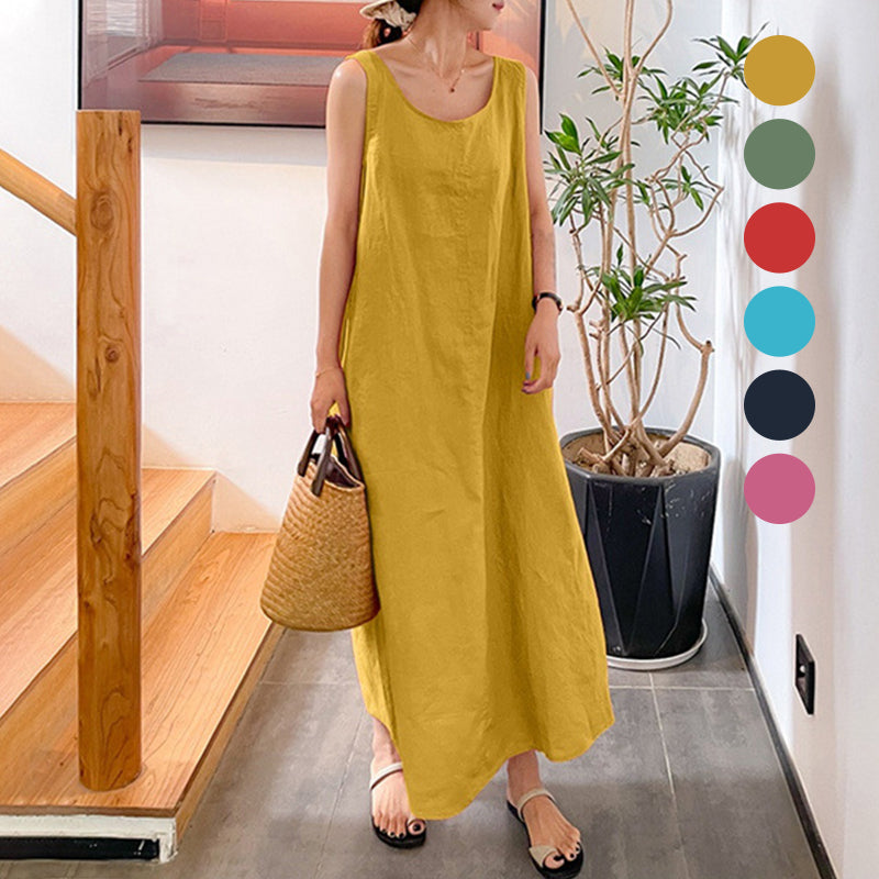 Sling Cotton Linen Sleeveless Dress