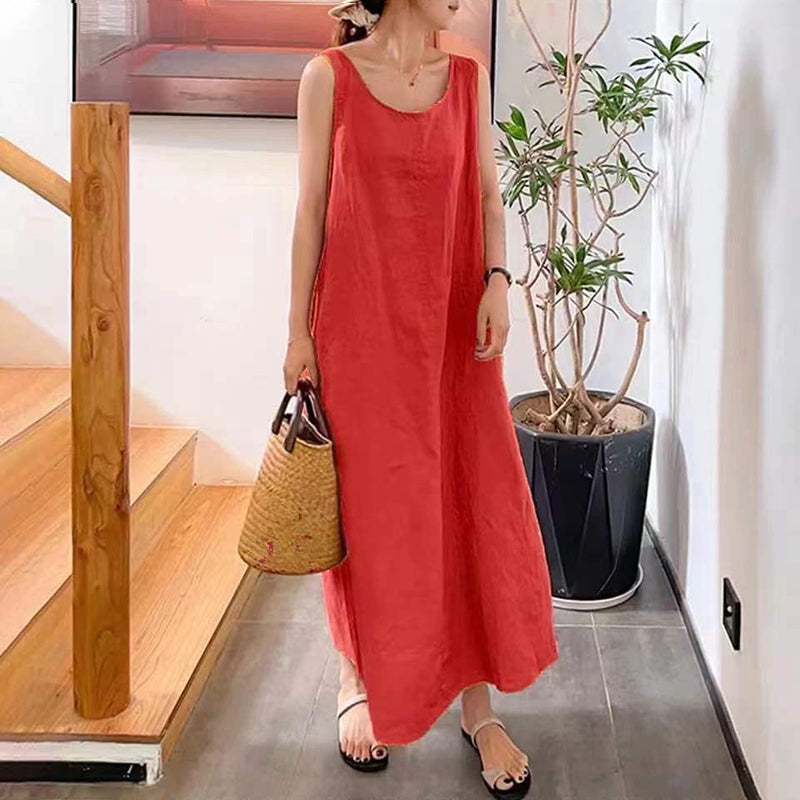 Sling Cotton Linen Sleeveless Dress