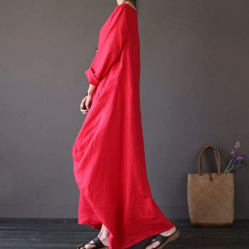 Plus Size Cotton Linen Loose Dress